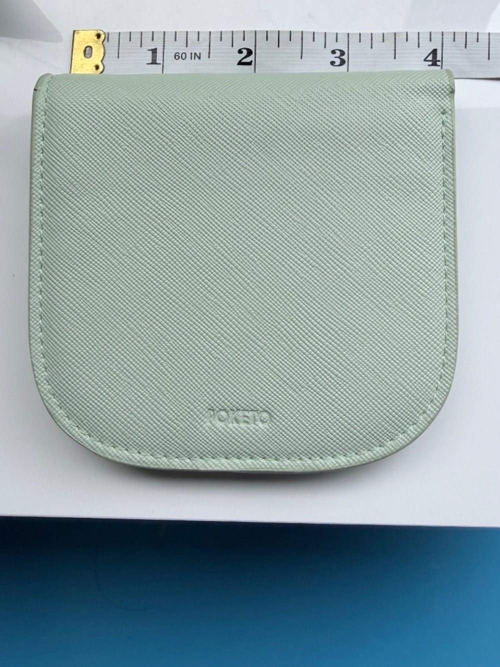 Poketo Vegan Saffiano Leather Dome Wallet In Mint - Picture 5 of 10